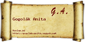 Gogolák Anita névjegykártya