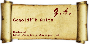Gogolák Anita névjegykártya